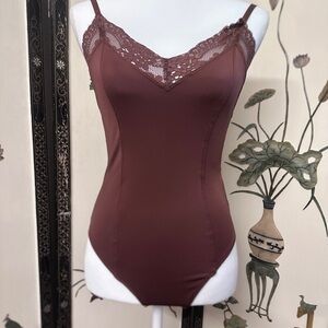 Zara Brown Lace Trim Shapewear Bodysuit
